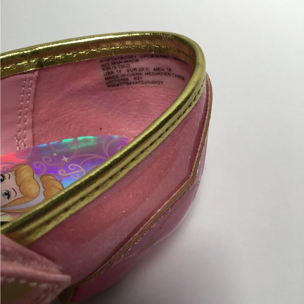 Disney Pink Princess Glitter Shoes with Gold Trim